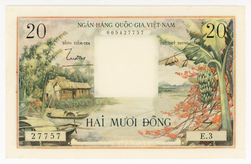 Vietnam 20 Dong 1956 (ND)
P# 4a; N# 235939; # 005427757; South Vietnam; UNC