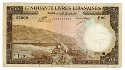 Lebanon 50 Livres 1952 
P# 59; N# 246125; #F20 57909; VG-F