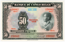 Belgian Congo 50 Francs 1949 
P# 16g; N# 201819; # L 158942; XF+