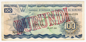 Burundi 100 Francs 1960 - 1962 (ND) (1964)
P# 5; N# 250698; # M364338; XF-