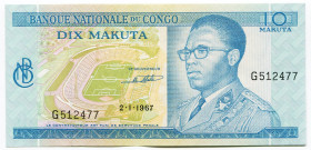 Congo Democratic Republic 10 Makuta 1967 
P# 9a; N# 233745; # G512477; UNC