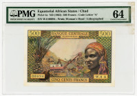 Equatorial African States Chad 500 Francs 1963 (ND) PMG 64
P# 4e; N# 258207; # W.8 00094