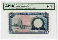 Gambia 5 Pounds 1965 - 1970 (ND) PMG 64
P# 3a; N# 201877; # A060373