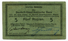 German East Africa 5 Rupien 1915 
P# 34a; N# 268677; # D 65770; XF-AUNC