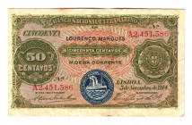 Mozambique 50 Centavos 1914 
P# 61; N# 272800; # A2,45L386A; VF