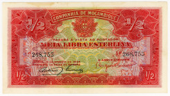 Moizambique 1/2 Libra 1934 
P# R30a; N# 272711; # 268,755; UNC