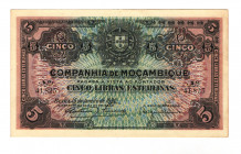 Mozambique 5 Libras Esterlinas 1934 
P# R32; N# 203811; # 41,825; AUNC