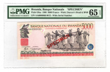 Rwanda 5000 Francs 1998 PMG 65 EPQ Specimen
P# 28as; UNC