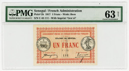 Senegal 1 Franc 1917 PMG 63
P# 2b; N# 283444; # C-55 111
