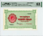 Seychelles 10 Rupees 1942 PMG 63 Specimen
P# 9s; N# 283455; # A/1 00000