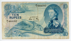 Seychelles 10 Rupees 1974 
P# 15b; N# 283459; #A/1 444182; F-VF