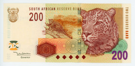South Africa 200 Rand 2005 (ND)
P# 132a; N# 204810; #AM4156111E; Signature Mboweni; Fancy serial number; UNC