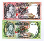 Swaziland 2 - 5 Emalangeni 1974 (ND) Specimen
P# 2-3s; UNC