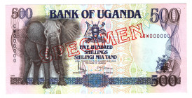 Uganda 500 Shillings 1991 Specimen
P# 33s; N# 224467; UNC