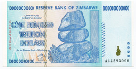 Zimbabwe 100 Trillion Dollars 2008 
P# 91; N# 201552; # AA4593000; UNC