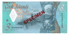 Cook Islands 3 Dollars 2021 (ND) Specimen
P# W11; UNC