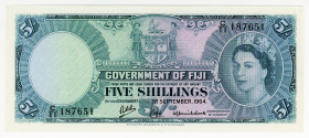 Fiji 5 Shillings 1964 
P# 51d; N# 206621; # C/11 187651;