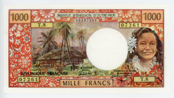 Tahiti 1000 Francs 1985 
P# 27; #T.8 07261; Papeete; UNC