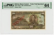 Bolivia 100 Bolivianos 1928 Color Trial PMG 64
P# 133cts; N# 279303