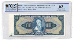 Brazil 1000 Cruzeiros 1963 (ND) Face Proof PCGS 63
P# 173p; N# 204976; UNC