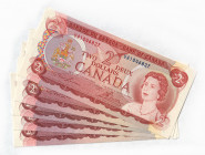 Canada 5 x 2 Dollars 1974 
P# 86a; N# 201905; UNC
