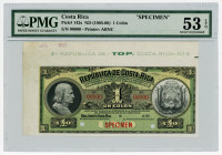 Costa Rica 1 Colon 1905 - 1906 (ND) Specimen PMG 53
P# 142s; # 00000