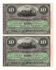 Cuba 10 Pesos 1896 Uncut Pair
P# 49d; N# 204634; AUNC