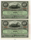 Cuba 4 x 10 Pesos 1896 Uncutted Sheet of Notes
P# 49d; N# 204634; XF+
