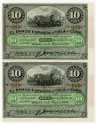 Cuba 4 x 10 Pesos 1896 Uncutted Sheet of Notes
P# 49d; N# 204634; XF+