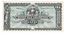 Ecuador Banco sur Americano 100 Sucres 1920 
P# S254; XF+
