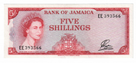 Jamaica 5 Shillings 1960 
P# 49; N# 212126; # EE 393566; UNC