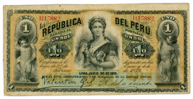 Peru 1 Sol 1879 
P# 1; N# 218702; #B15882; VF