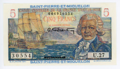 Saint Pierre & Miquelon 5 Francs 1950 
P# 22; N# 204728; #U.27 30554; UNC