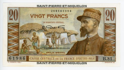 Saint Pierre & Miquelon 20 Francs 1950 - 1960 (ND)
P# 24; N# 202454; #B.81 61986; UNC