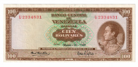 Venezuela 100 Bolivares 1969 
P# 48f; N# 209866; # U 2334831; XF