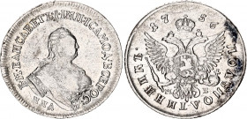 Russia Polupoltinnik 1756 ММД МБ
Bit# 176; Silver 5.70g; 0.75 Rouble by Petrov; XF