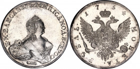 Russia 1 Rouble 1754 СПБ IM PCGS MS62
Bit# 273; 2,5 R by Petrov; Conros# 66/1; Silver; Bust by B.Scott; UNC, full mint luster.