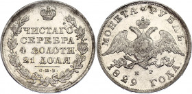 Russia 1 Rouble 1829 СПБ НГ
Bit# 107; Silver 19.85 g.; AUNC with minor hairlines