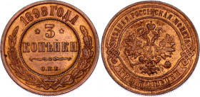 Russia 3 Kopeks 1898 СПБ
Bit# 285; Copper 9.79 g.; AUNC with full mint luster