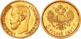 Russia 5 Roubles 1897 АГ
Bit# 18; Gold (.900) 4.30 g. AUNC.