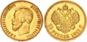 Russia 10 Roubles 1911 ЭБ
Bit# 16; Gold (.900) 8.60 g. UNC. Mint luster. Better date.