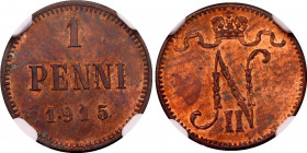 Russia - Finland 1 Penni 1915 NGC MS 64 RB
Bit# 475; Copper