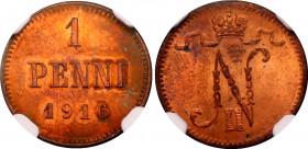 Russia - Finland 1 Penni 1916 NGC MS 65 RD
Bit# 476; Copper