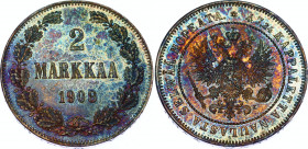 Russia - Finland 2 Markkaa 1908 L
Bit# 398; Silver 10.37 g.; AUNC/UNC with amazing toning