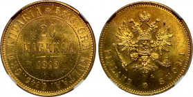 Russia - Finland 20 Markkaa 1912 L R3 NGC MS 64+
Bit# 789 R3; Gold (.900), 6.45 g. UNC, full mint luster. The rarest gold coin of Finland. Extremely ...