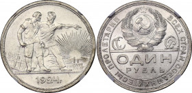 Russia - USSR 1 Rouble 1924 ПЛ NGC MS 62
Y# 90.1, N# 7401; Silver