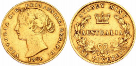 Australia 1 Sovereign 1870
KM# 4, N# 6331; Gold (.916) 7.98 g., 22.05 mm.; Victoria; Sydney Mint.; VF+