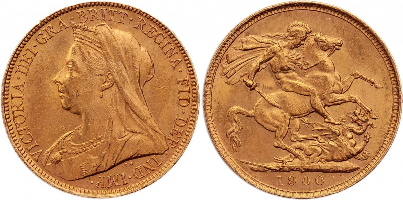Australia 1 Sovereign 1900 S
KM# 13, N# 17317; Gold (.917) 7.98 g., 22.05 mm.; ...