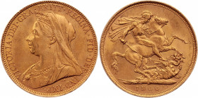 Australia 1 Sovereign 1900 S
KM# 13, N# 17317; Gold (.917) 7.98 g., 22.05 mm.; Victoria; XF/AUNC