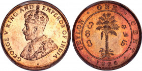Ceylon 1 Cent 1926 Specimen PCGS SP 66 RD
KM# 107, N# 1275; George V; Amazing specimen with beautiful toning. From the King's Norton Mint Collection.